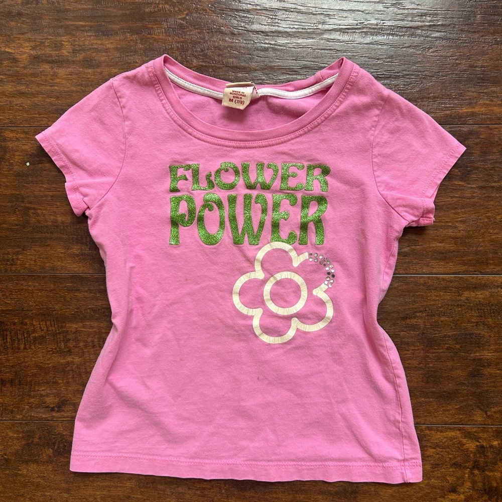 "Flower Power" Pink Graphic Tee